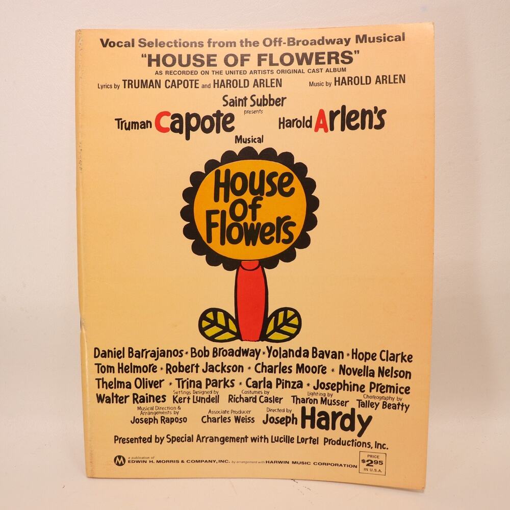 House of Flowers Vocal Selections Songbook Truman Capote 1968 Harwin Musical